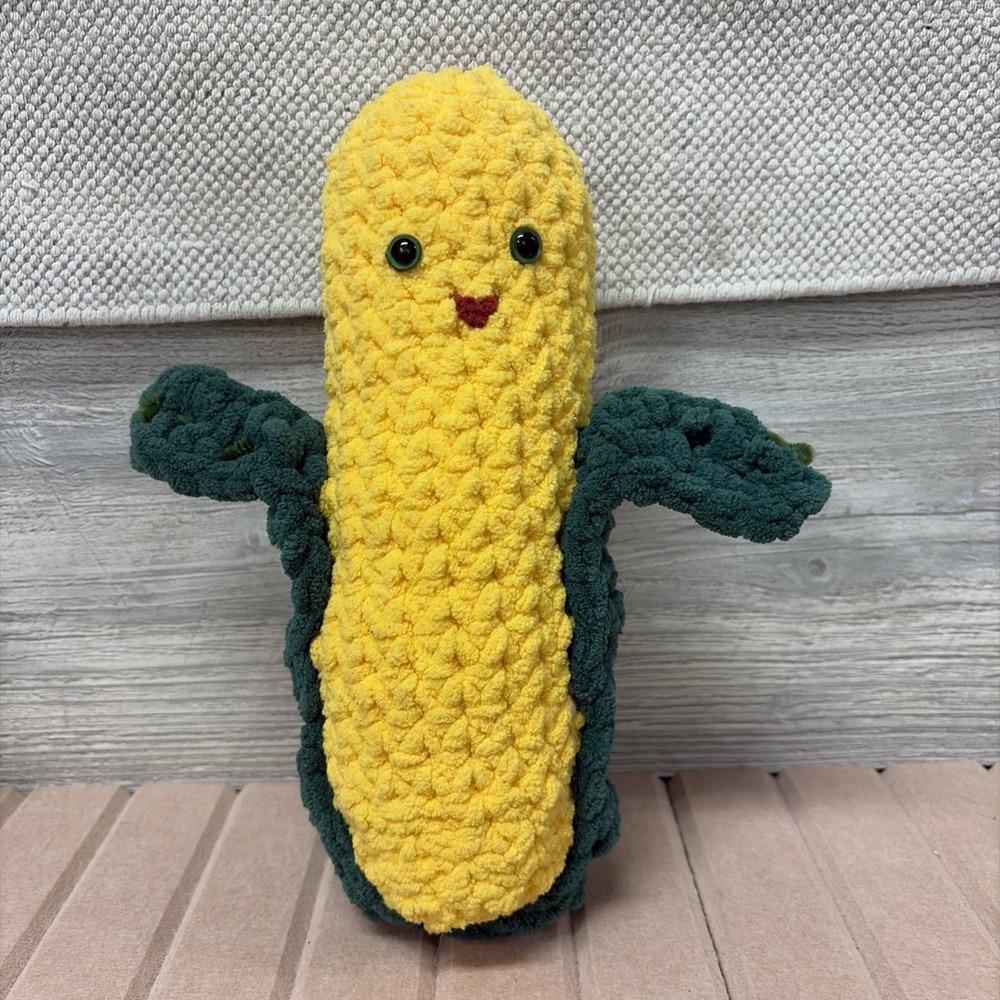 Handmade Crochet Corn-On-The-Cob Plush Toy NEW (C7)